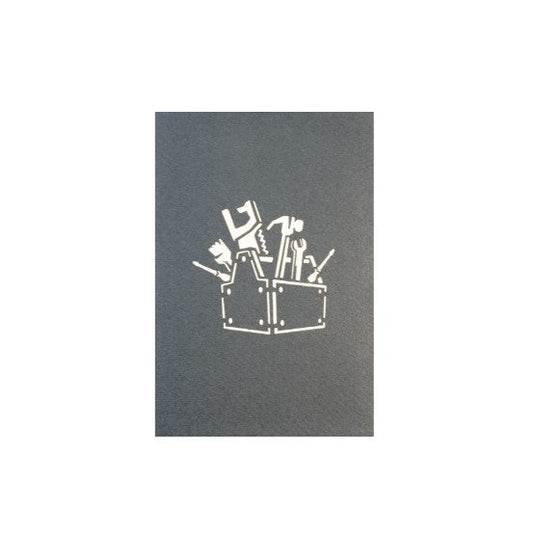 Grusskarte mit Werkzeugkasten-Motiv auf der Vorderseite