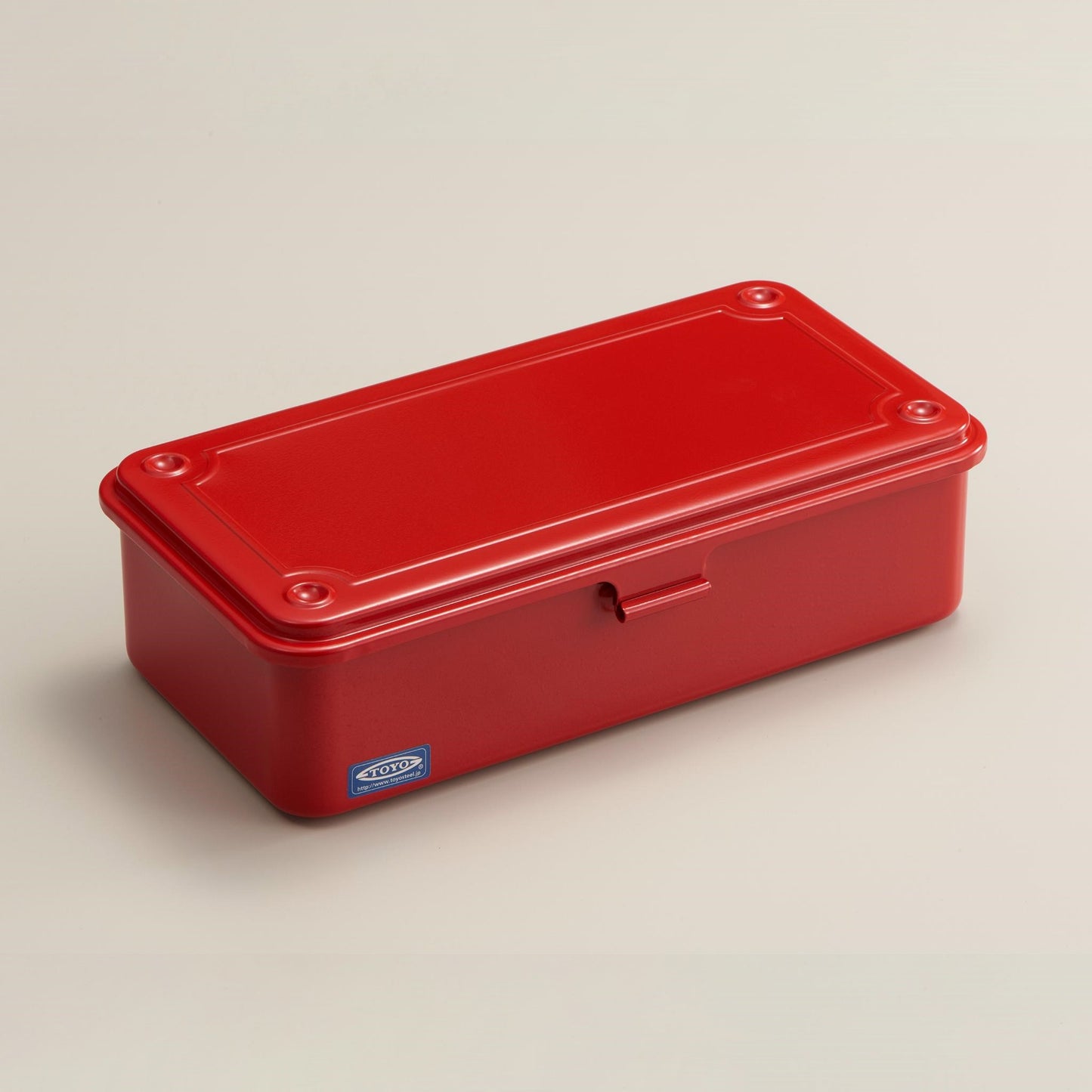 Rote Toyo T-190 Aufbewahrungsbox aus Metall, stapelbar