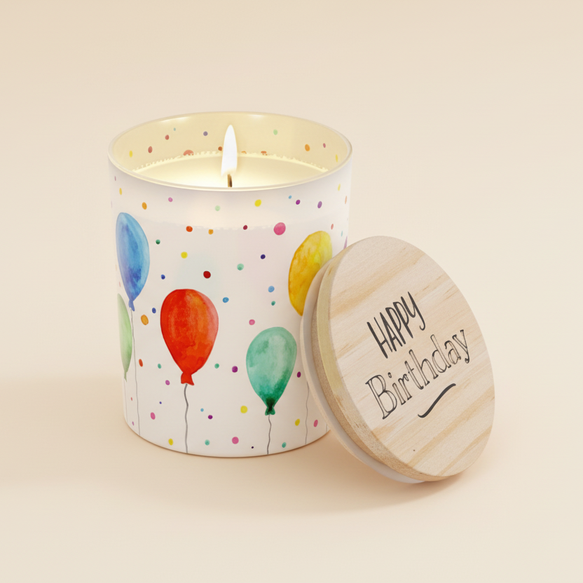 Stilvolle Duftkerze mit Zitronengras-Duft und Holzdeckel