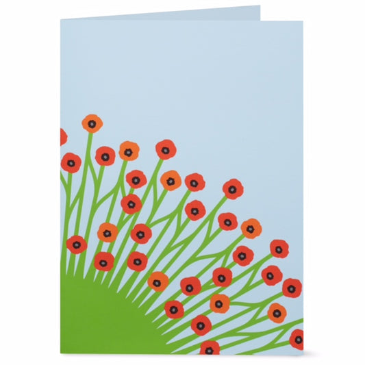 Grusskarte „Blooming Poppies“ mit rotem Mohnblumen-Design