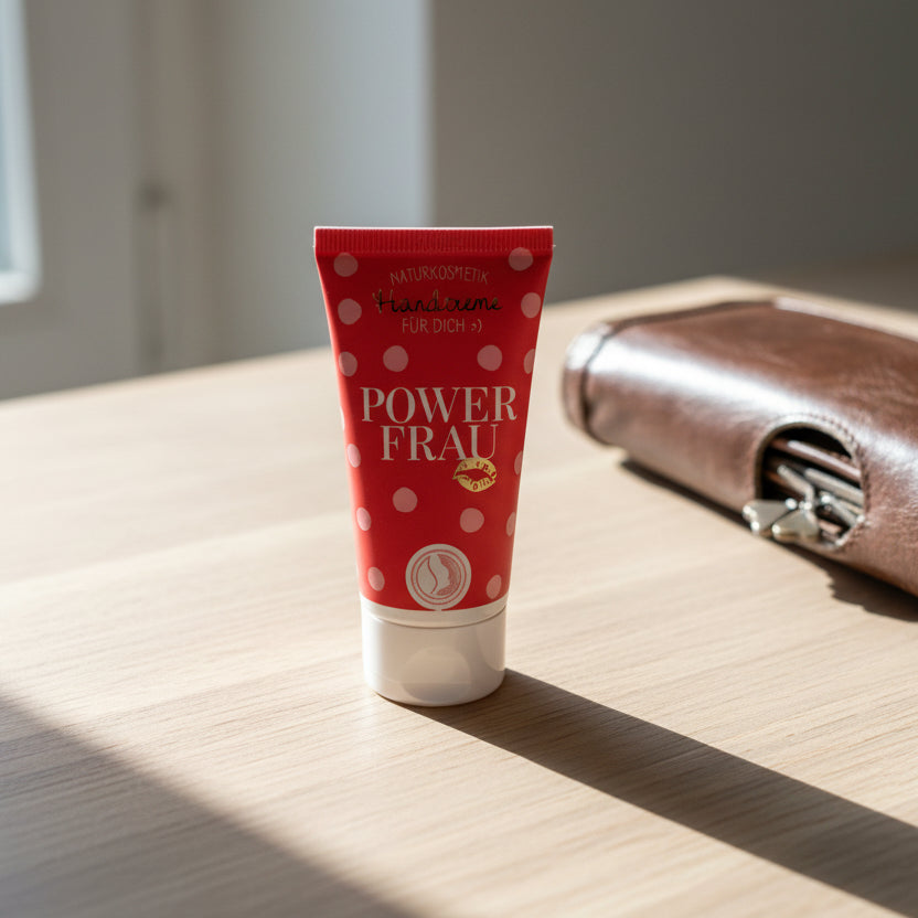 Pflegende Naturkosmetik-Handcreme in pinkfarbener Tube