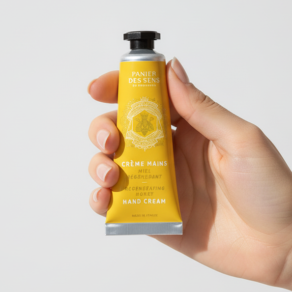 Regenerierende Honig Handcreme in der Hand