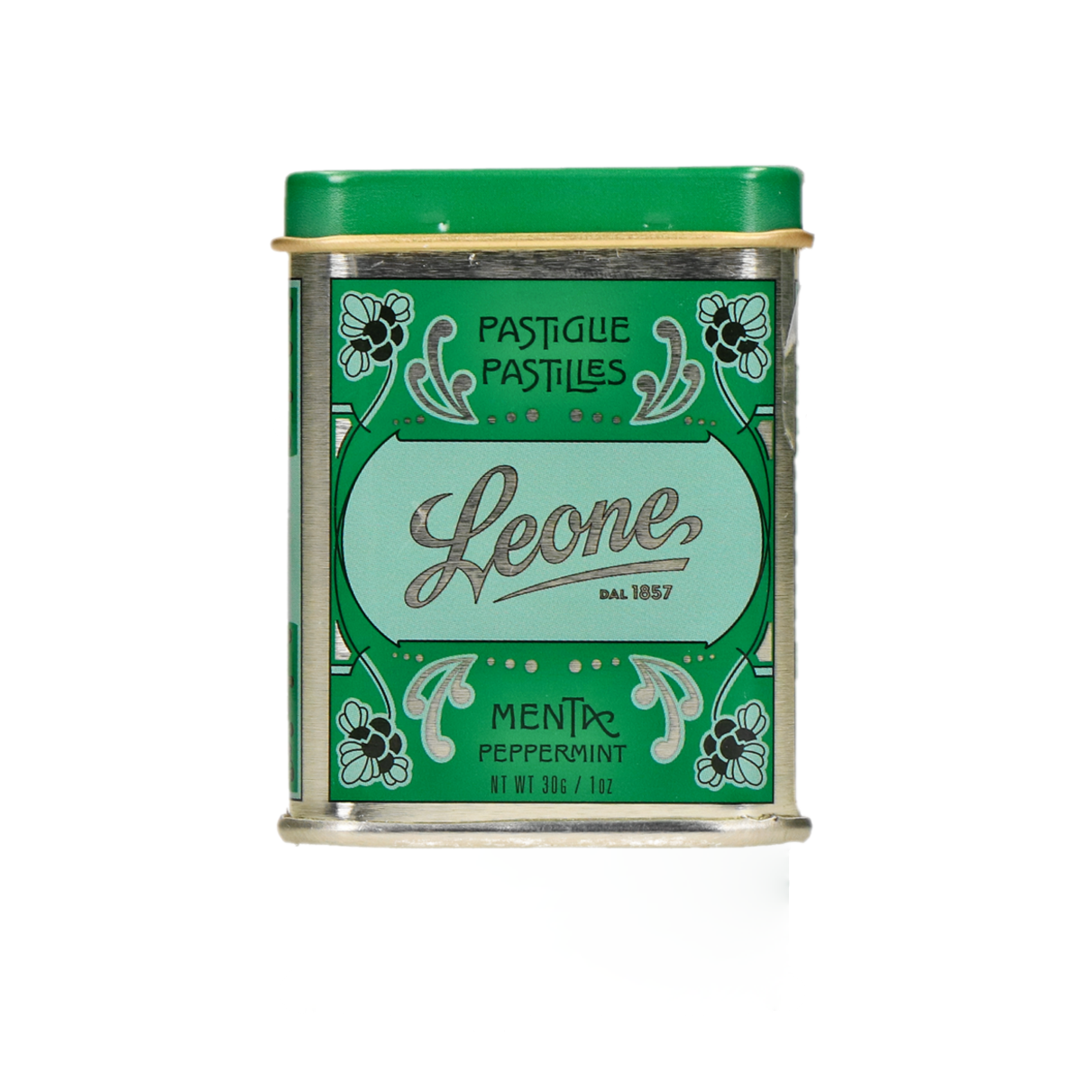 Leone Pfefferminzpastillen Menta in grüner Metalldose, 30g