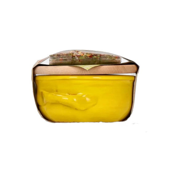 Kalabrische Aglio Olio Peperoncino Gewürzmischung mit gelber Tonschale