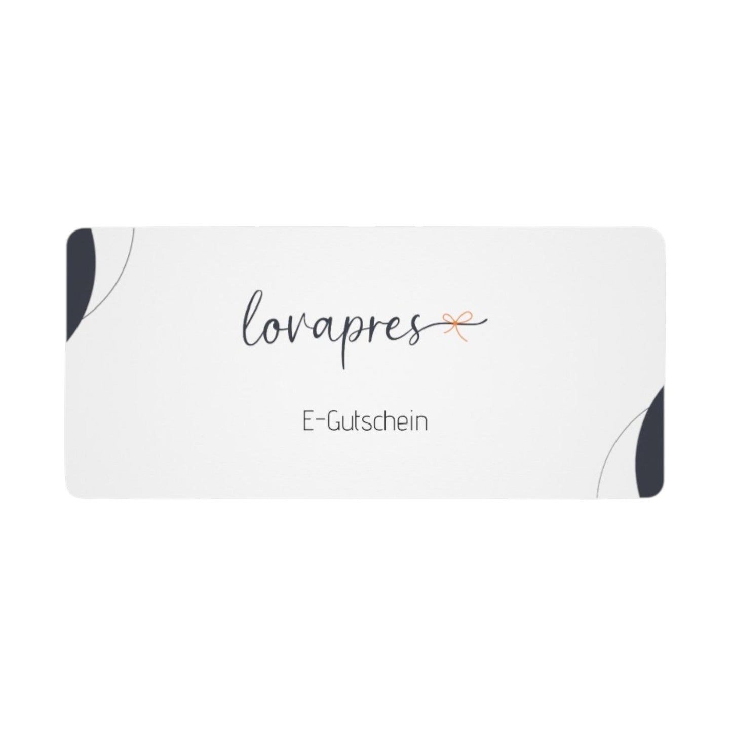 Weisse Gutscheinkarte mit lovapres Logo