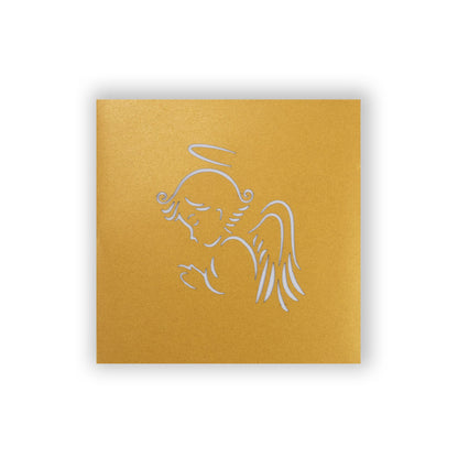 Liebevoll gestaltete Mini Engel Karte – ideal als Weihnachtsgeschenk, Vorderseite, gold