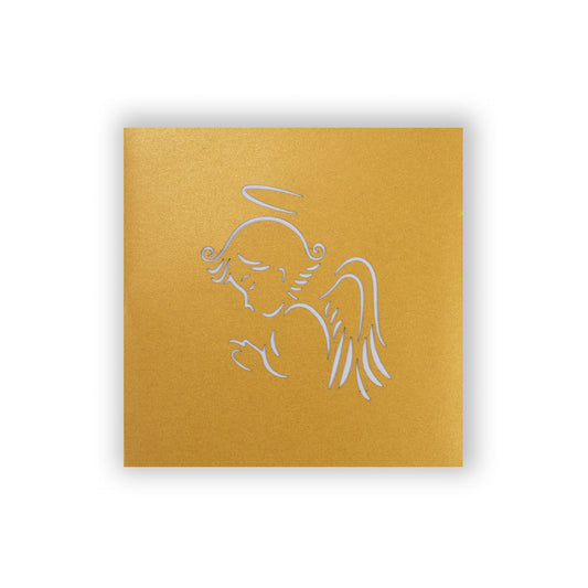 Liebevoll gestaltete Mini Engel Karte – ideal als Weihnachtsgeschenk, Vorderseite, gold