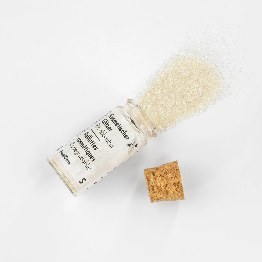 Bio Glitzer Farbe Frost auf weissem Hintergrund - für Festivals oder Silvester