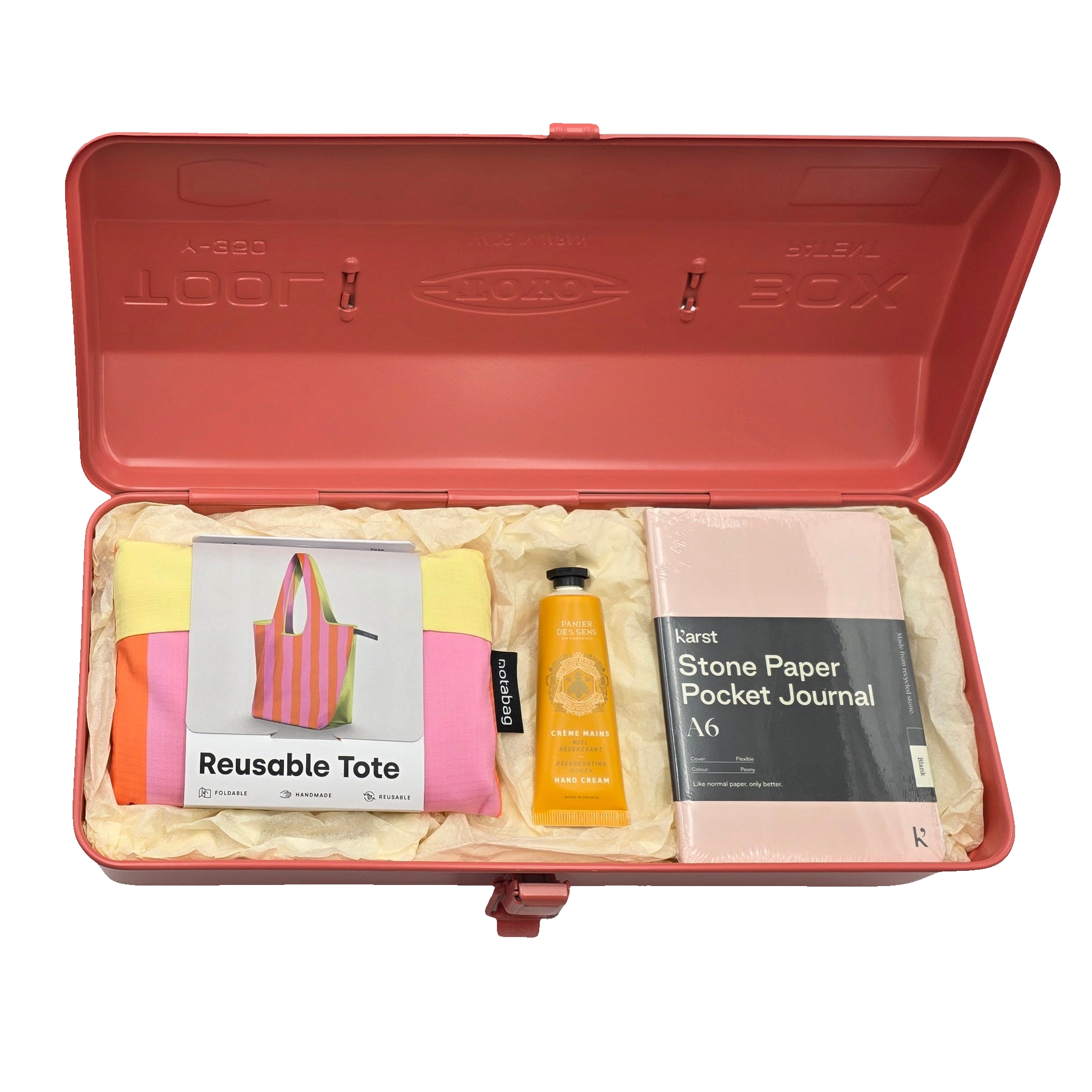 Geschenkset mit Aufbewahrungsbox, Tasche, Honig Handcreme und Karst Journal – stilvolles Geschenk für sie