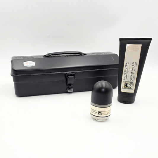 Elegante schwarze Toyo Stahlbox mit Herren Deo und Herren Duschgel