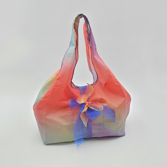 Sunbeam Shopper Tasche in rot-blau mit Blauer Schleife