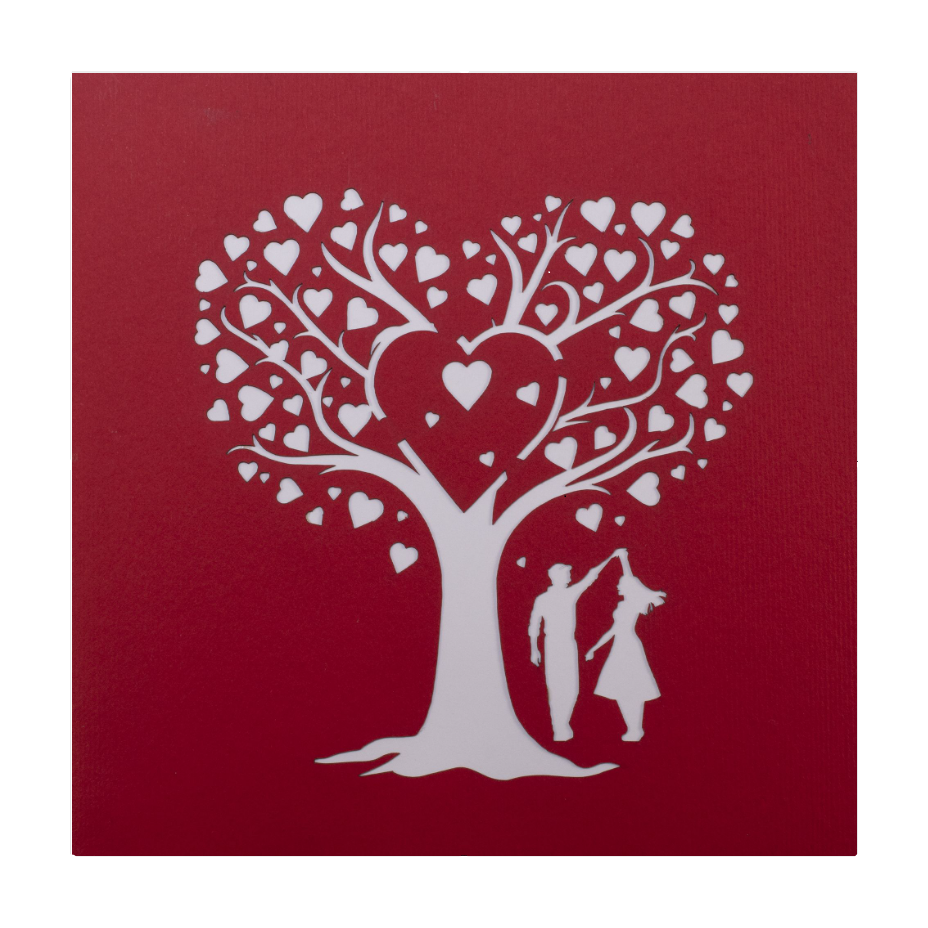 Rote Valentinstagskarte Vorderseite – romantische Grusskarte zum Valentinstag