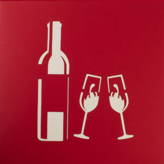 Grusskarte mit elegantem Weinflaschen-Motiv auf der Vorderseite