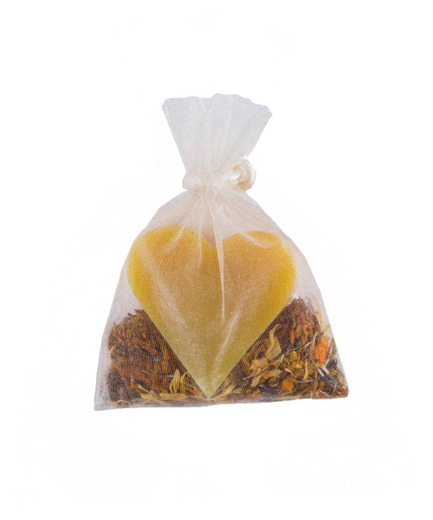 Haslinger Honig Seife in Herzform, verpackt im zarten Organzasäckchen