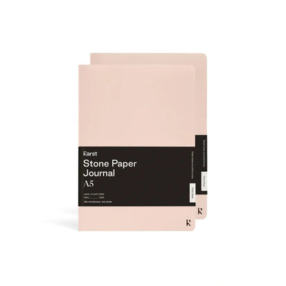 Karst Steinpapier Notizhefte A5 im 2er-Set in der Farbe Pfingstrose Rosé – nachhaltige, wasserfeste Journals.