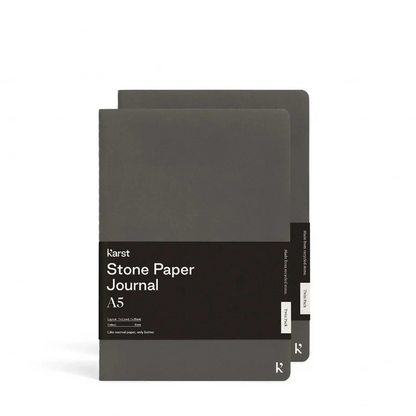 Karst Steinpapier Notizhefte A5 im 2er-Set in der Farbe Schiefer Dunkelgrau – minimalistisches Design-Notizbuch.