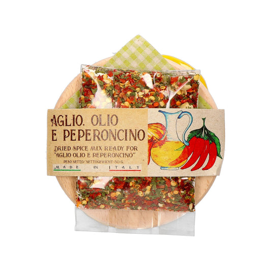 Aglio Olio Peperoncino Gewürzmischung mit rustikaler Tonschale