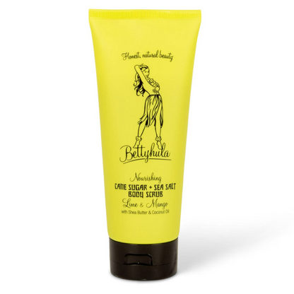 Bettyhula Lime & Mango Shea Butter Peeling in umweltfreundlicher Zuckerrohrtube – tropisches Körperpeeling