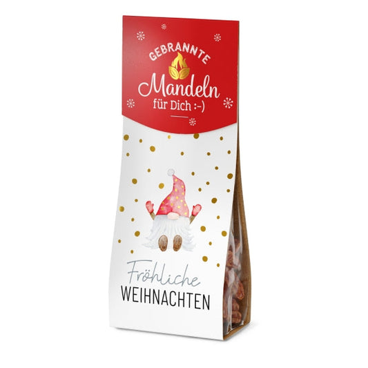 Gebrannte Mandeln in festlicher Weihnachtsverpackung – perfektes Geschenk für Advent und Winterzeit