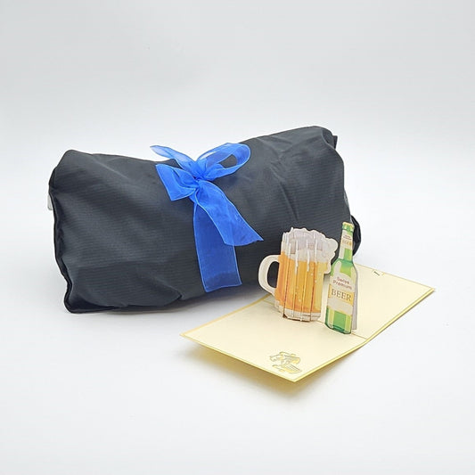 On The Go schwarze Geschenktasche mit blauer Schleife