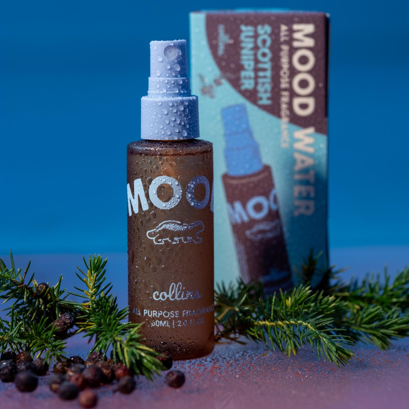 Flakon von Mood Water mit Duftnote Scottish Juniper – frischer, holziger Duft mit leichter Süsse