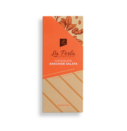 La Perla Karamell-Erdnuss-Schokolade in oranger Verpackung