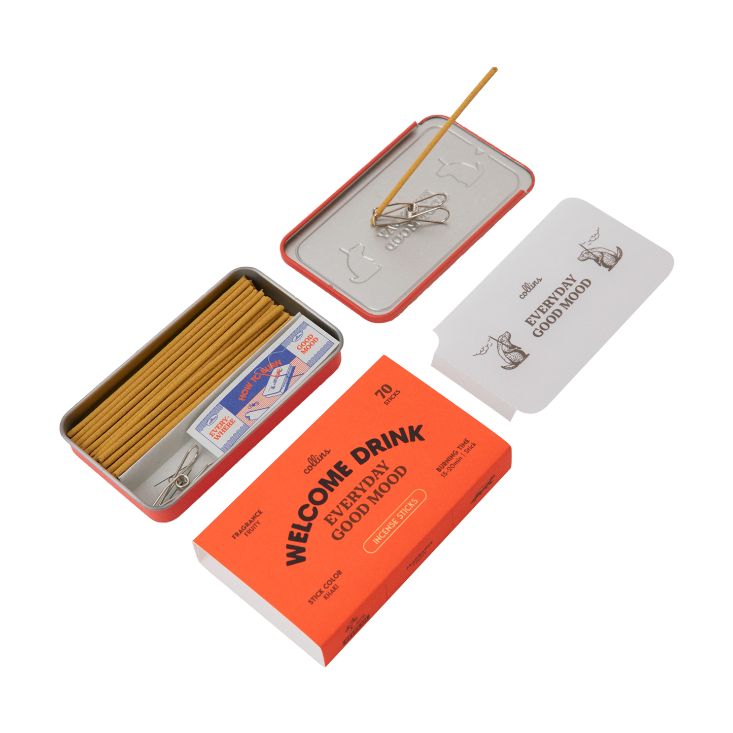 Collins 365 Räucherstäbchen Welcome Drink mit Aluminiumdose und Räucherstäbchenhalter