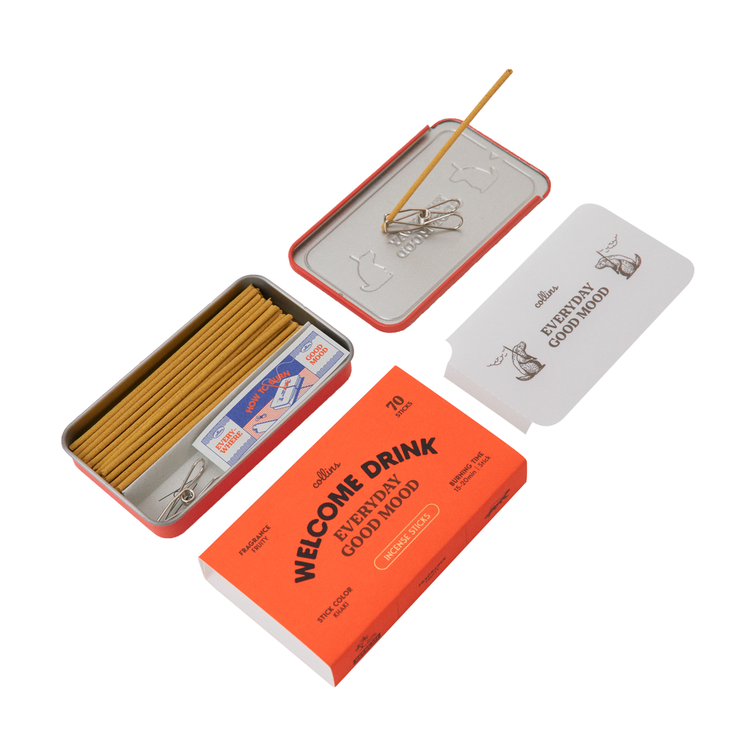 Collins 365 Räucherstäbchen Welcome Drink mit Aluminiumdose und Räucherstäbchenhalter