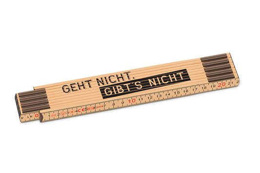 Hochwertiger 2-Meter-Zollstock mit klarer Skala und humorvollen Gravuren