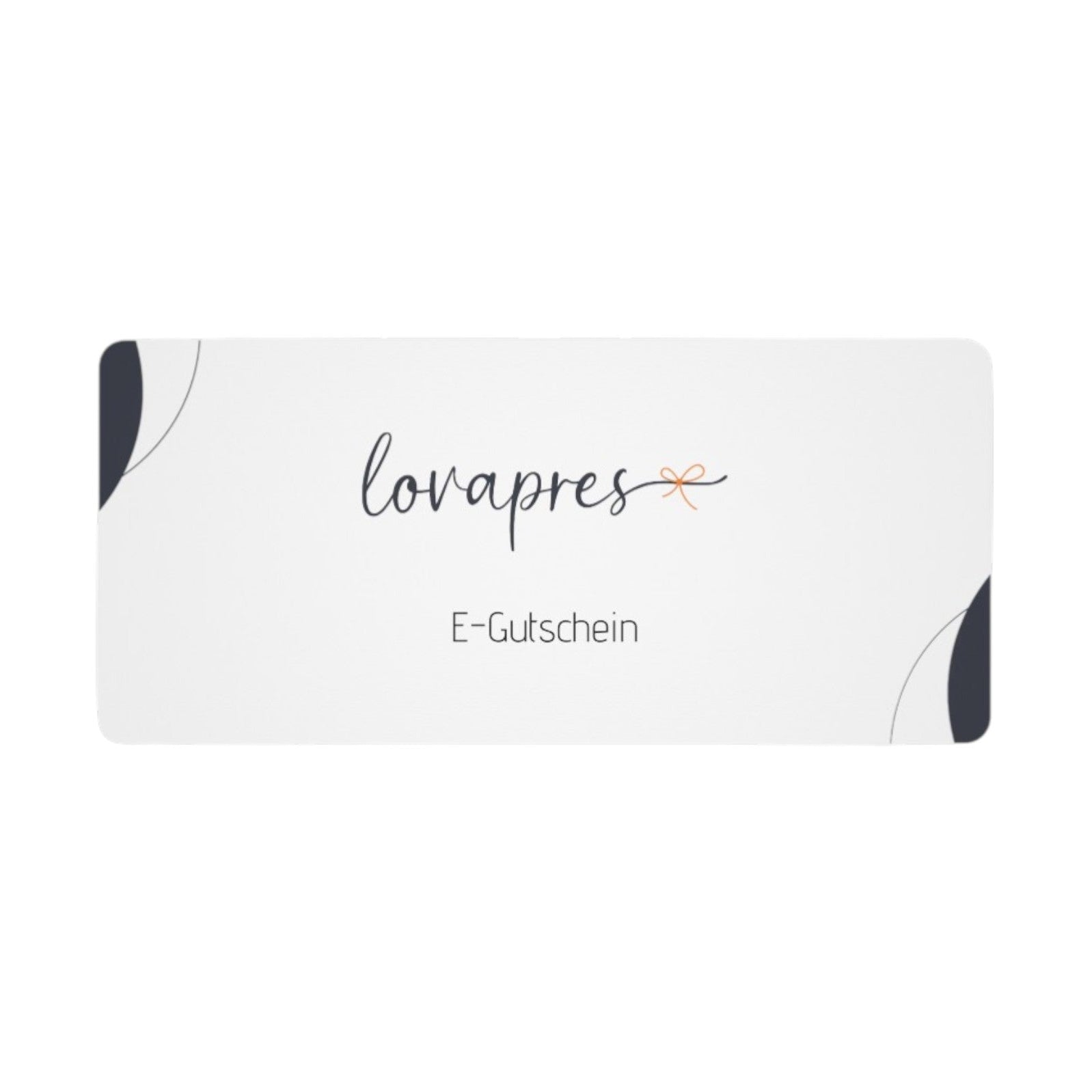 Weisse Gutscheinkarte mit lovapres Logo