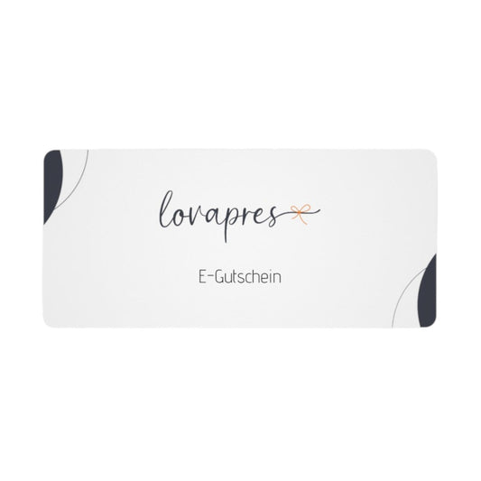 Weisse Gutscheinkarte mit lovapres Logo